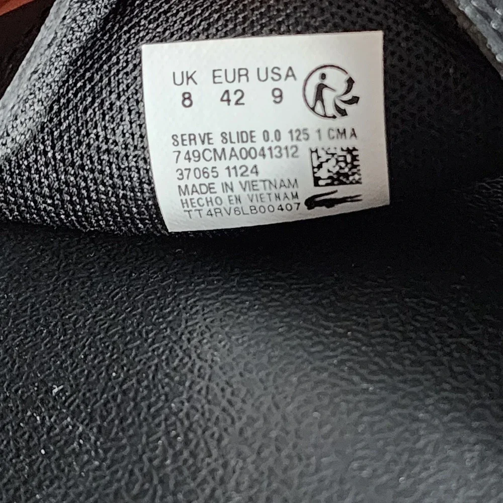 Lacoste Serve Slide Mens Size 9 Black White Logo Athletic Sandals 749CMA0041312